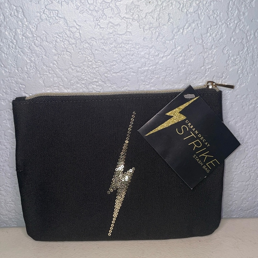 Urban Decay Makeup Bag Lightening Bolt Strike Stash Bag 🆕 Makeup Bag Sequins 👝